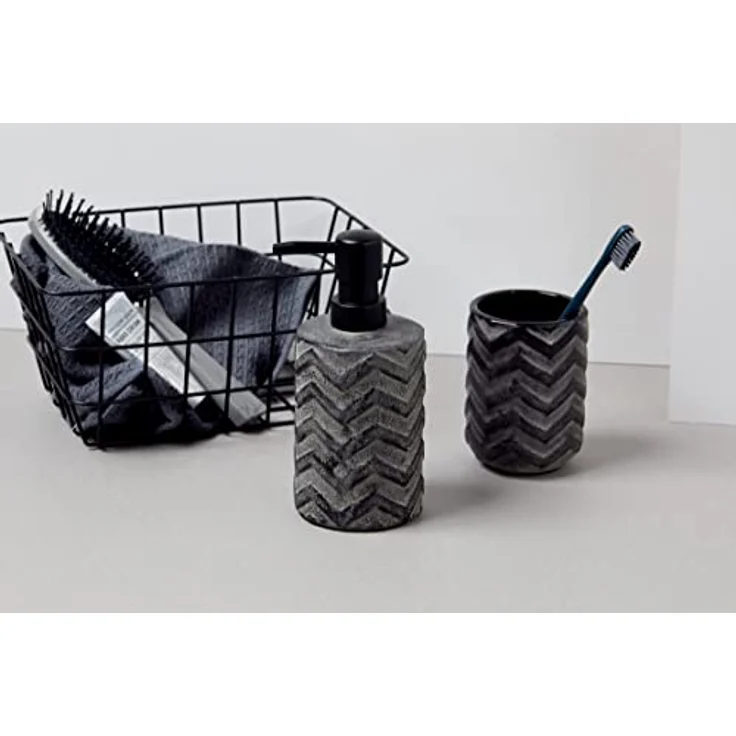 WENKO Badkorb Viana Schwarz matt, angesagter Aufbewahrungskorb im matten Finish, offenes Drahtdesign, hält Kosmetik, Bürste, Handtücher, etc. griffbereit, aus Metall, 18 x 25 x 12 cm – Bild 5