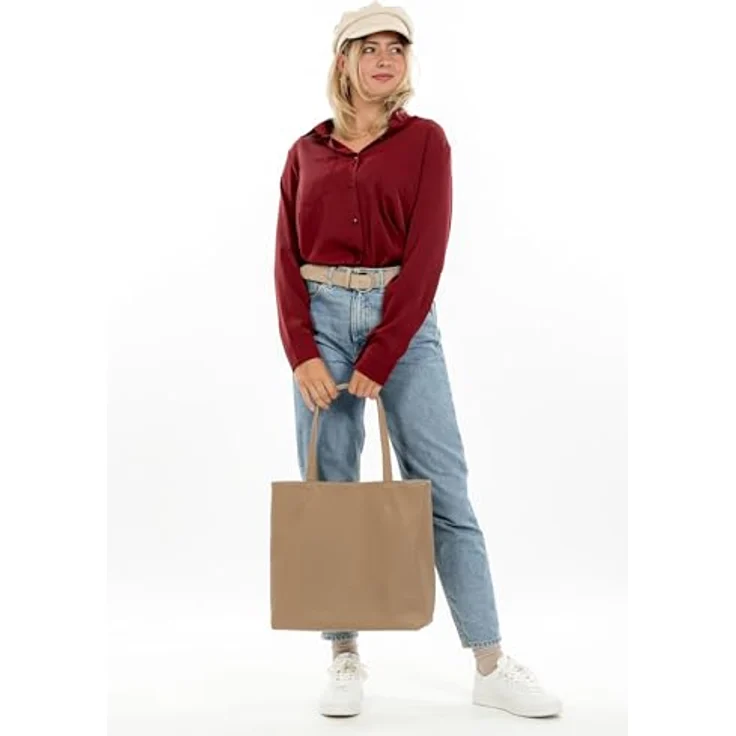EMILY & NOAH Shopper E&N Eva, Damen Tasche aus Feinsynthetik mit abnehmbarem Umhängeriemen, zweifarbig, Echtleder-Optik – Bild 2