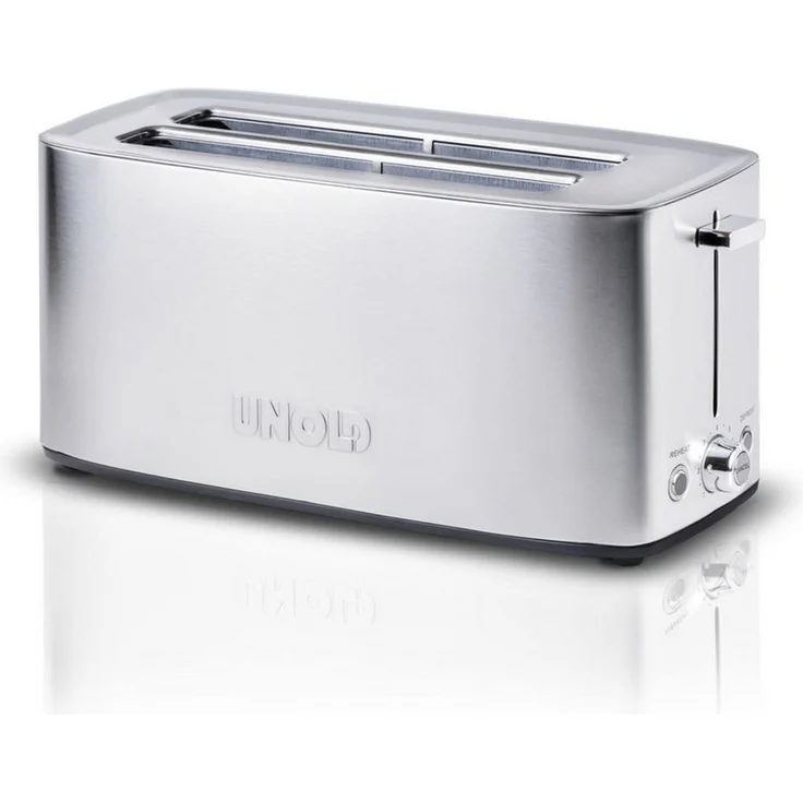 Unold Toaster 38266 Toaster Tom, 4-Scheiben Automatik-Toaster mit 1.200 - 1.400 W Leistung, silber