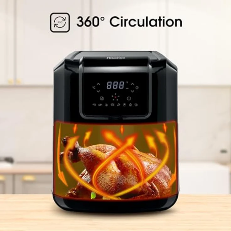 Hisense Luftfritteuse H06AFBS1S3, Leistung 1700 W, Fassungsvermögen 6,3 L mit LED-Display und Touch-Bedienelementen, Temperatur stufenlos einstellbar frei von BPA und PFOA - Preisvergleich – Bild 6