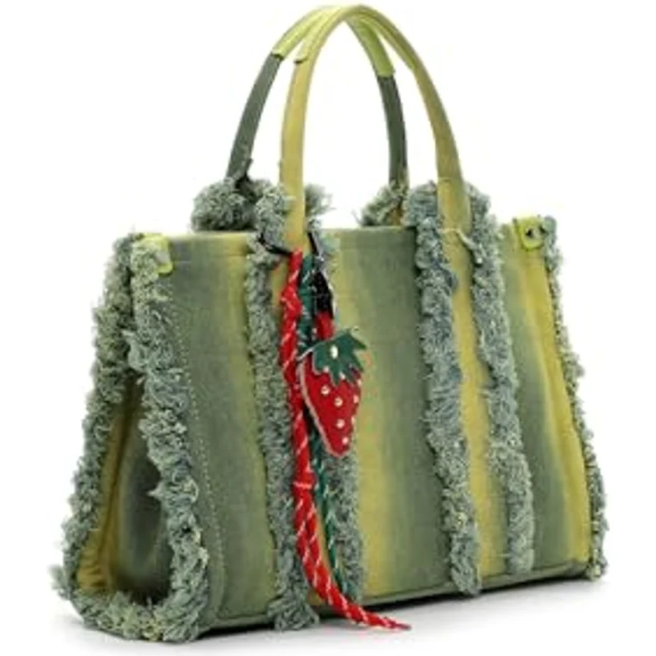 SURI FREY Shopper SFY Kally, zweifarbiger City Shopper mit Fransen und Innentaschen, beige/grau – Bild 3