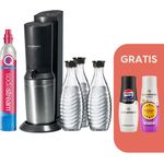 SodaStream CRYSTAL 3.0, Wassersprudler mit 3 Glaskaraffen, 1 CO2-Zylinder, 2 Sirups (Pepsi Zero Zucker, Maracuja ohne Zucker), Quick-Connect-System