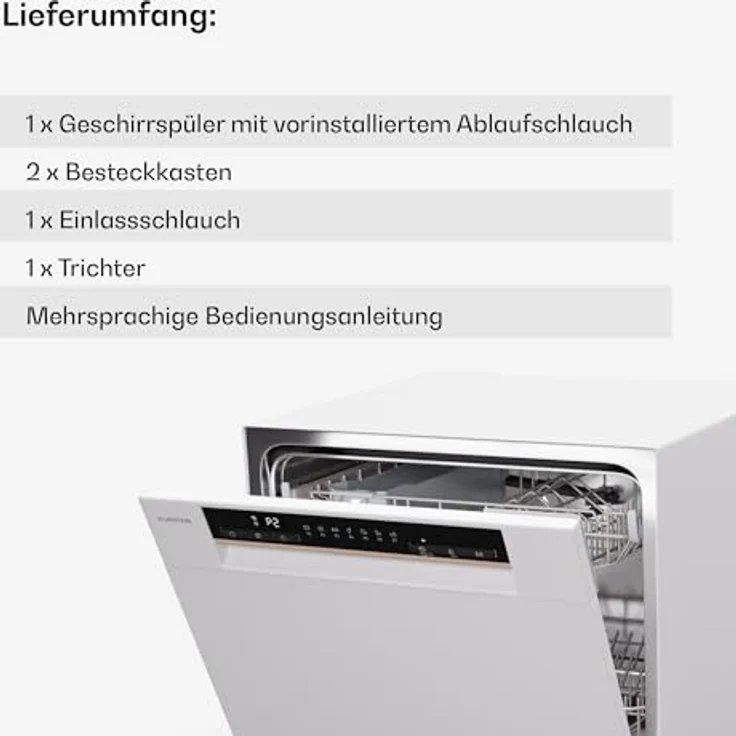 Klarstein Mini-Geschirrspüler Amazonia Eco 8, Leiser Tischgeschirrspüler für 8 Gedecke, 7 Spülprogramme, Weiß – Bild 7