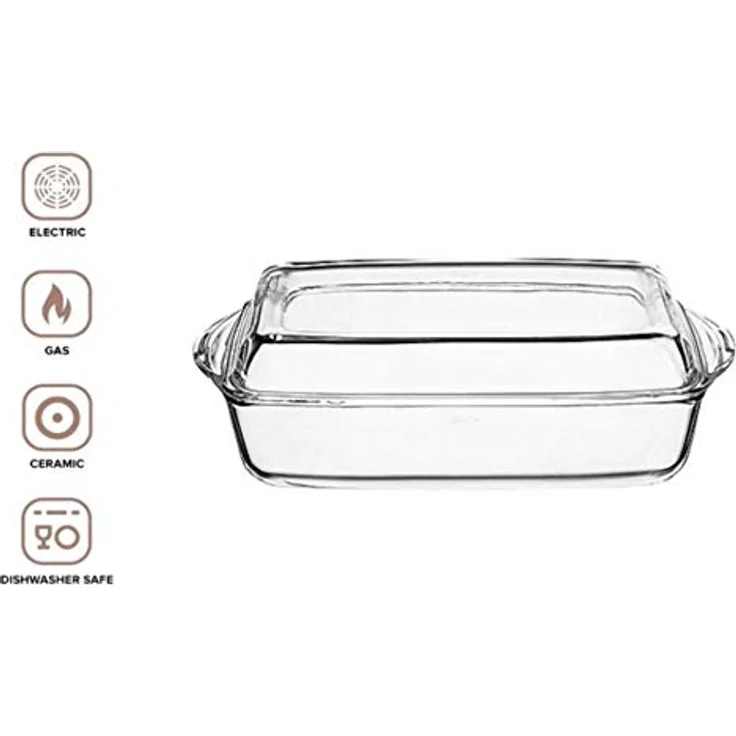 Pasabahce Auflaufform 59009 Servierform aus Glas mit Deckel, 3,3 Liter, rechteckig – Bild 6