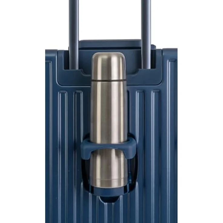Travelhouse Hartschalen-Trolley Roma, 4 Rollen, mit USB und Getränkehalter, Aluminium-Rahmen & Polycarbonat Hartschale, blau – Bild 4