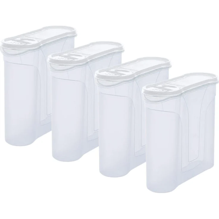 Novaliv Schüttdosen Set, 4 Stück Vorratsdosen mit Deckel, 2,4 Liter für Müsli, Mehl und Zucker, idealer Küchen Organizer, Maße 22 x 21 x 8,5 cm