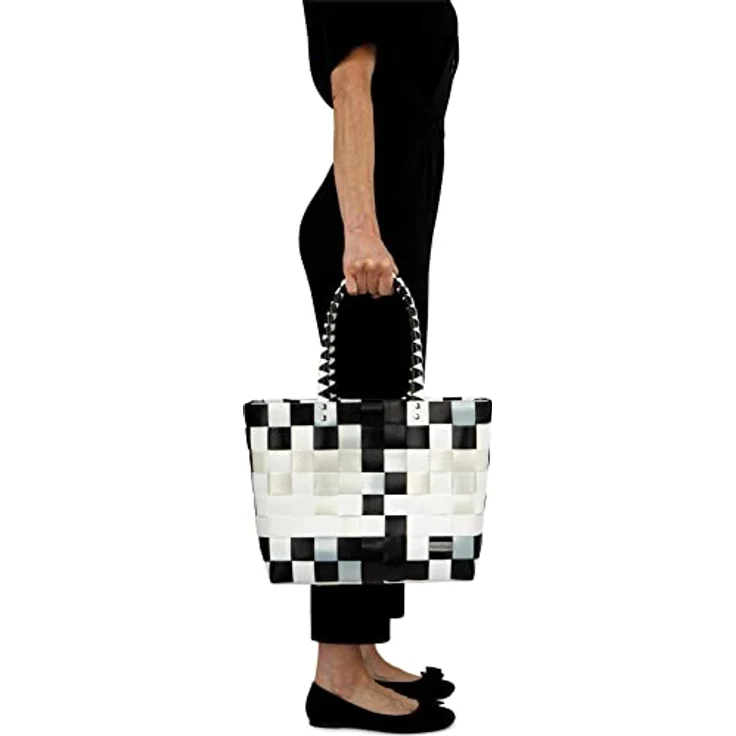 normani Einkaufstasche geflochten mit Henkeln, extra robuste Tragetasche aus 70 % recyceltem Material, 20 Liter Volumen, Farbe Classic/Stone – Bild 3