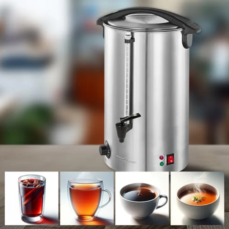 ProfiCook PC-HGA 1196 Heißgetränkeautomat, zum Erhitzen & Warmhalten von z.B. Glühwein-Kaffee-Tee-Punsch oder Suppen, hochwertiges Edelstahlgehäuse, 7 L, Silber – Bild 8