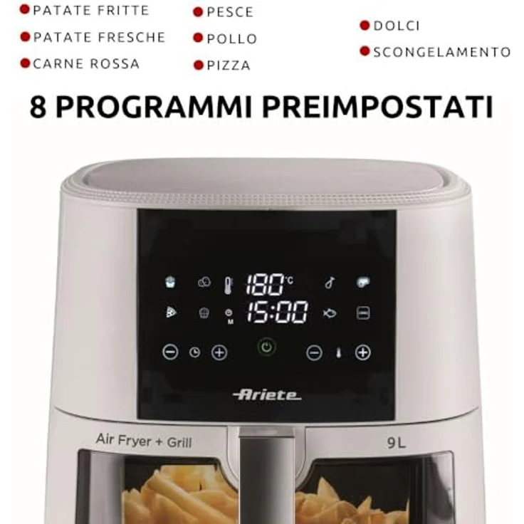 Ariete Heißluftfritteuse 4630W, 1500 W, Gourmet-Reise mit 8 voreingestellten Programmen, Schwarz – Bild 3