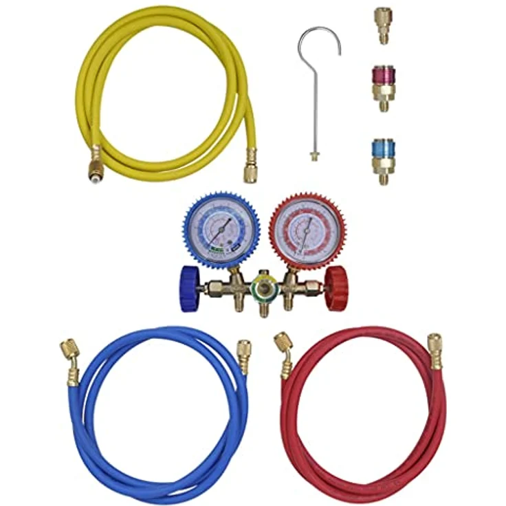 Vakuumpumpe Einstufig mit 2-Wege-Verteiler-Manometer Set – Bild 9