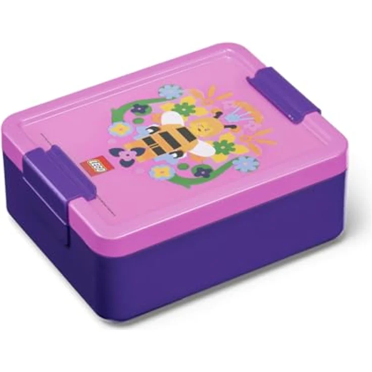 Room Copenhagen LEGO Lunchbox mit Fächern – Spülmaschinenfest, langlebig und perfekt für Snacks, Violett, 170 x 135 x 69 mm – Bild 1
