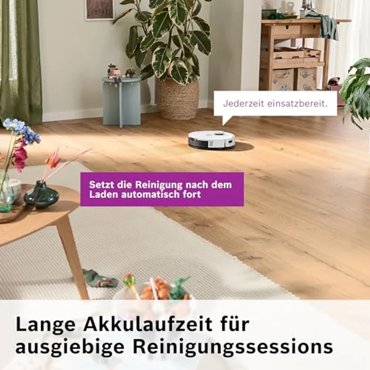 BOSCH Saugroboter Spotless + BCRD1W, Saug- und Wischroboter mit 11.000 Pa Saugkraft, beutellos, Infrarot Navigation, Carbon Bürste, Trocken-Servicestation – Bild 14