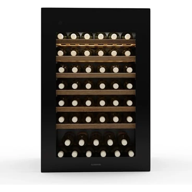 Klarstein Rhone 59 Uno Weinkühlschrank - 59 Flaschen, 1 Zone, 5-20 °C, LED-Steuerung, UV-Schutz, Leiser Betrieb, Schwarz – Bild 1