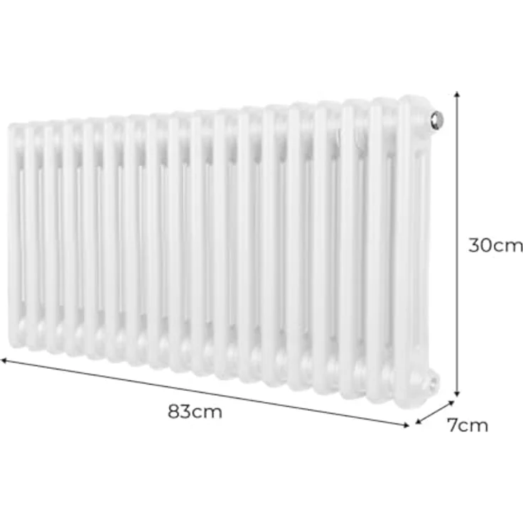Monster Shop Traditioneller 2-Spalten-Heizkörper 300 x 832mm, Horizontaler Wandheizkörper aus Kohlenstoffstahl in glänzendem Weiß, 1975 BTU, inkl. Reinigungsbürste und Befestigungsset – Bild 5