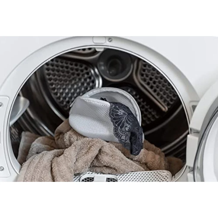 WENKO Feinwäschenetz, 2er Set, BH-Wäschenetz mit Reißverschluss für Feinwäsche, halten die BH-Körbchen in Form und schonen die Kleidung, kochfest, aus hochwertigem Polyester, 24 x 11 x 16 cm, Weiß – Bild 4