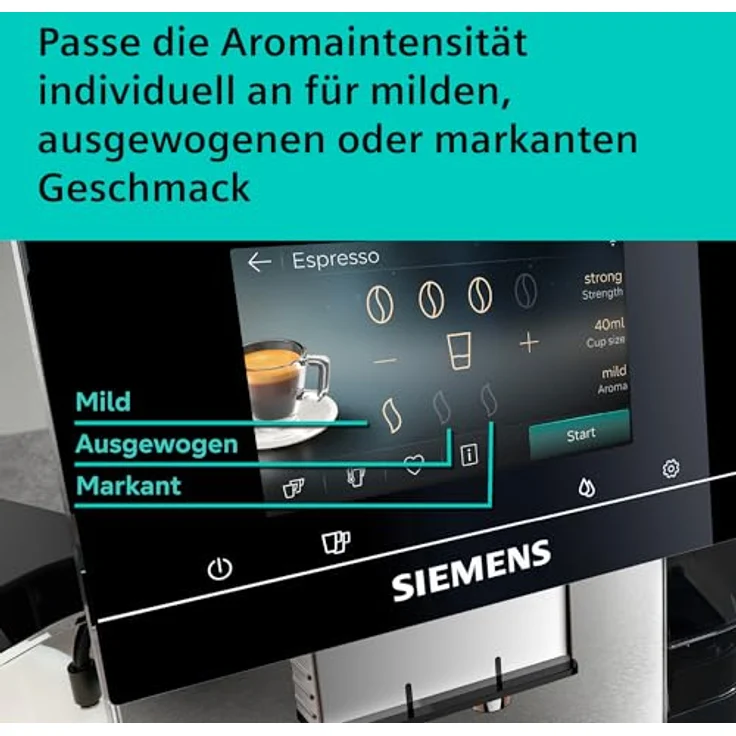 SIEMENS Kaffeevollautomat TQ727D03, farbiges Full-Touch-Display, Doppeltassenfunktion, sehr leise, schwarz – Bild 9