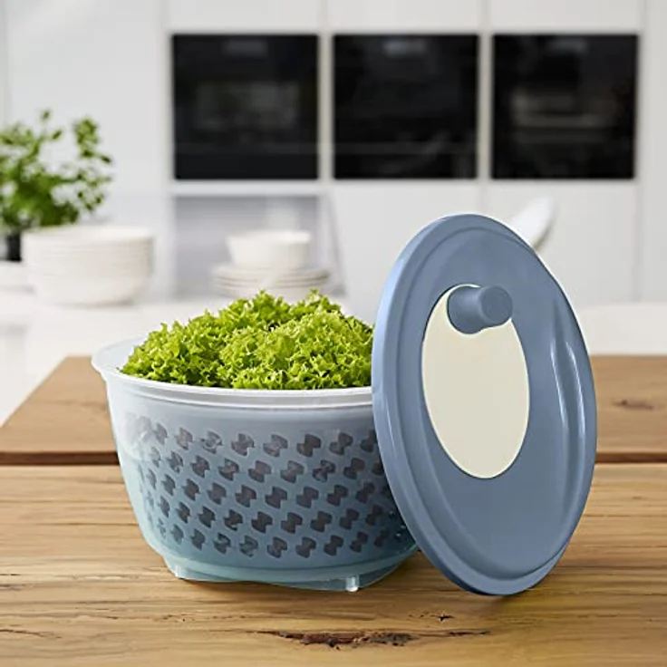 Rotho 1722406161 Fresh Salatschleuder, Kunststoff (PP) BPA-frei, blau/transparent, 4,5l (25,0 x 25,0 x 16,5 cm) – Bild 2