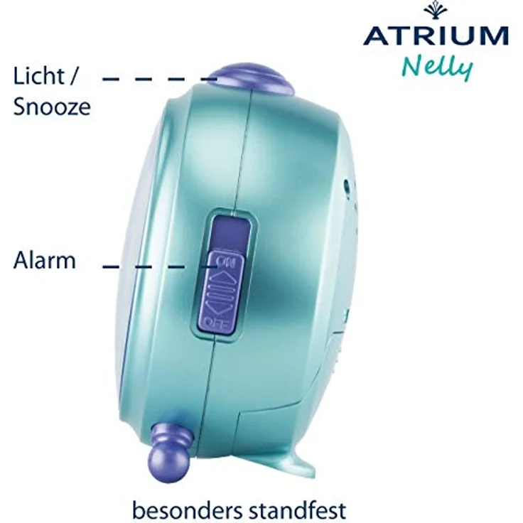 Atrium Quarzwecker A932-13, Kinderwecker in Metallic-Mint und -Lila mit Snoozefunktion und großem Ziffernblatt – Bild 2