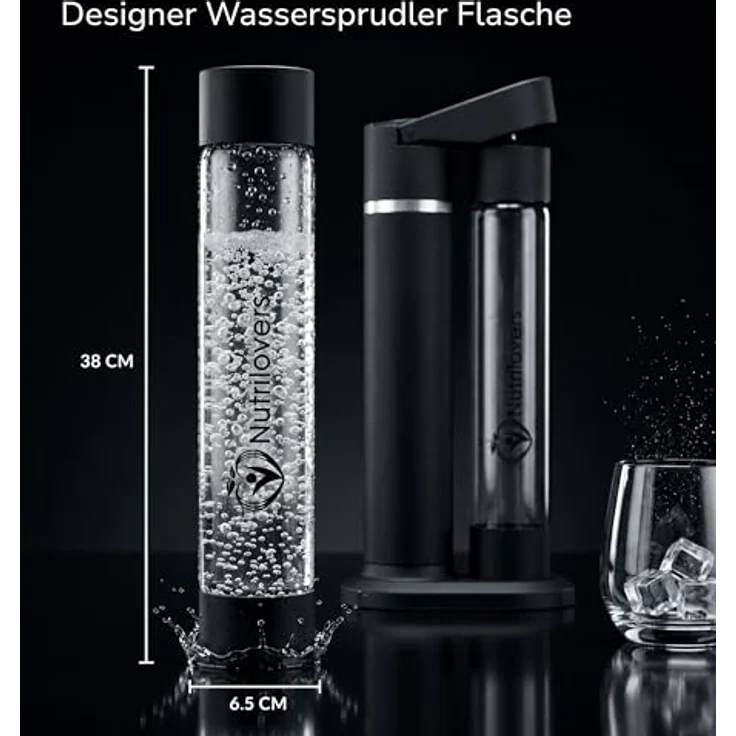 Nutrilovers NUTRI-STREAM Wassersprudler, Edelstahl Schwarz, patentiertes Air-Charge-System, BPA-freie 1L Flasche, individuell einstellbare Sprudelstärke – Bild 6
