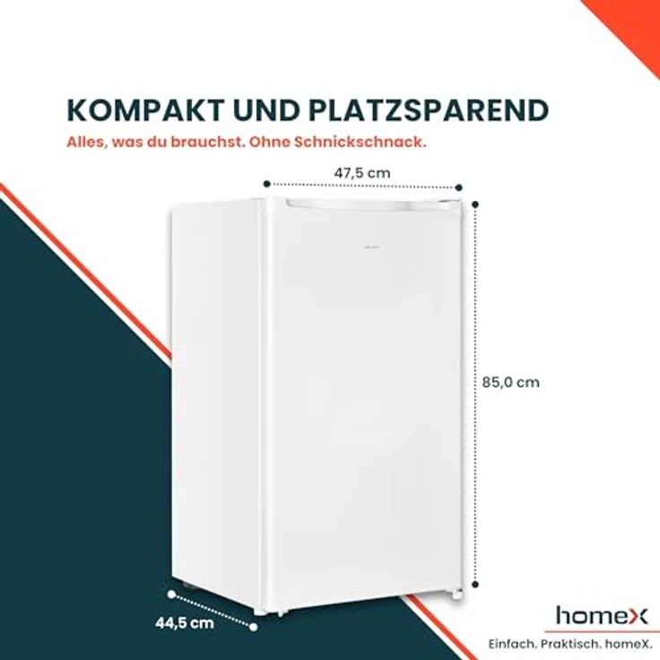 homeX CS0881-W Kühlschrank ohne Gefrierfach, 90L kompakt, freistehend, weiß, leise, energieeffizient – Bild 3