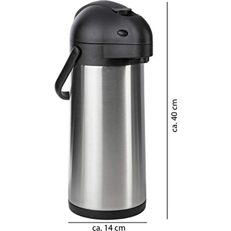 ONVAYA Airpot Pumpkanne 3 Liter + Tropfschale Isolierkanne Thermoskanne Getränkespender Edelstahl mattiert Kaffeekanne Doppelwandig Auffangschale Drip Tray – Bild 3