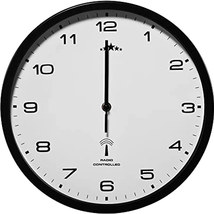 Monzana Wanduhr Funk Automatische Zeitumstellung Geräuscharm Sekundenzeiger Quarzuhrwerk Analog 31 cm Hohe Genauigkeit Haushalt Funkuhr Uhr Schwarz Weiß – Bild 1