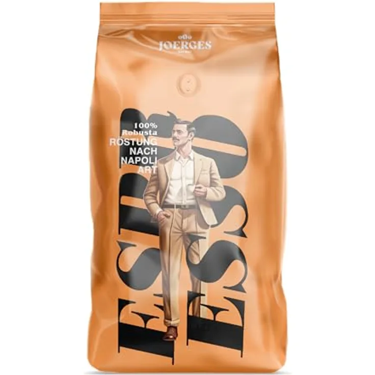 Joerges Espresso, Geröstete Kaffeebohnen, 1 kg, Dunkle Röstung, 10/10 Intensität