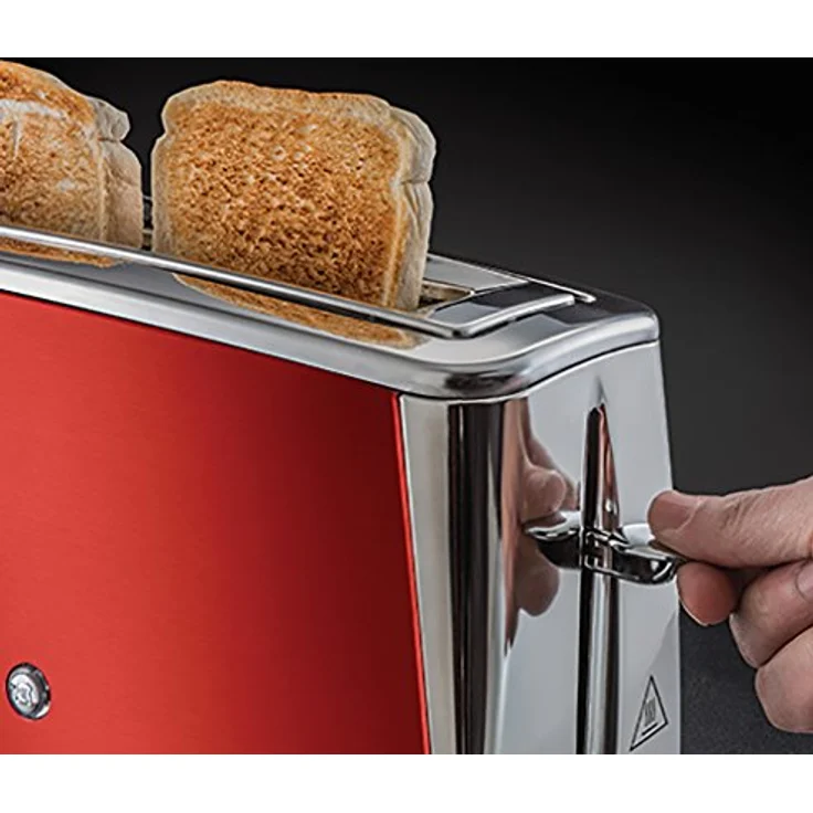 Russell Hobbs Langschlitz Toaster Luna rot, extra breite 1 Langschlitzkammer, Brötchenaufsatz, 6 einstellbare Bräunungsstufen + Auftau- & Aufwärmfunktion, Schnell-Toast-Technologie, 1420W, 23250-56 – Bild 5