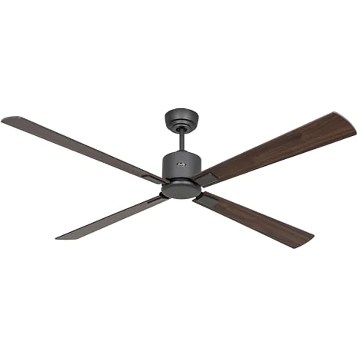 CASAFAN Eco Neo III, Energiespar Deckenventilator mit Fernbedienung, WiFi, 152 cm, basaltgrau, Wendeflügel Nussbaum/Kirschbaum – Bild 1