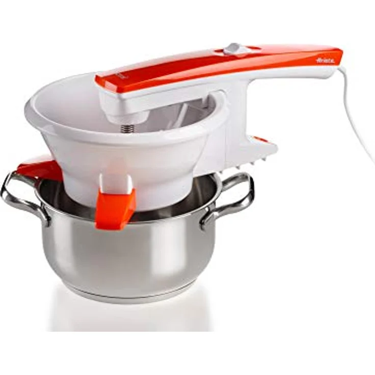 Ariete 261 Passì, elektrisches Passiergerät, 3 Scheiben aus Edelstahl mit verschiedenen Löchern, 25 W, Schaber, anpassbar an jeden Behälter, Orange – Bild 4