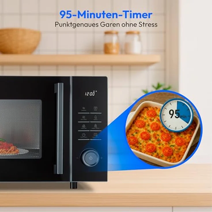 MEDION MD12231 Mikrowelle mit Grill und Heißluftfritteusenfunktion, 25 Liter, 900 Watt, dunkel grau, 11 Programme, 10 Leistungsstufen – Bild 7