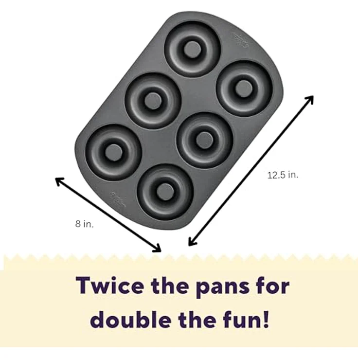 Wilton Donut-Backform mit 6 Mulden 6 Mulden (2 Stück) 2 Packung grau – Bild 3