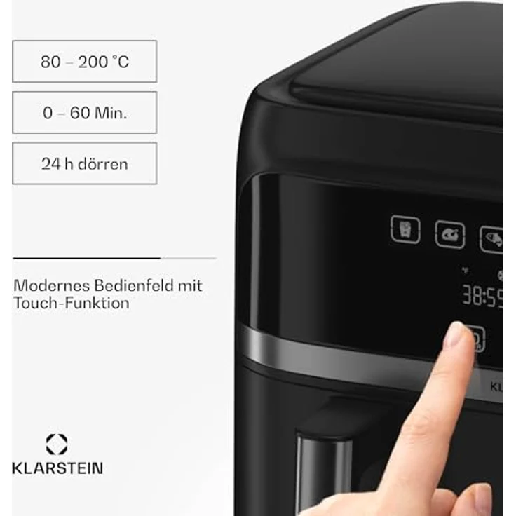 Klarstein Heißluftfritteuse VitaFry Duo, Doppel Heißluftfritteuse 7,6 L 2850W – Bild 5