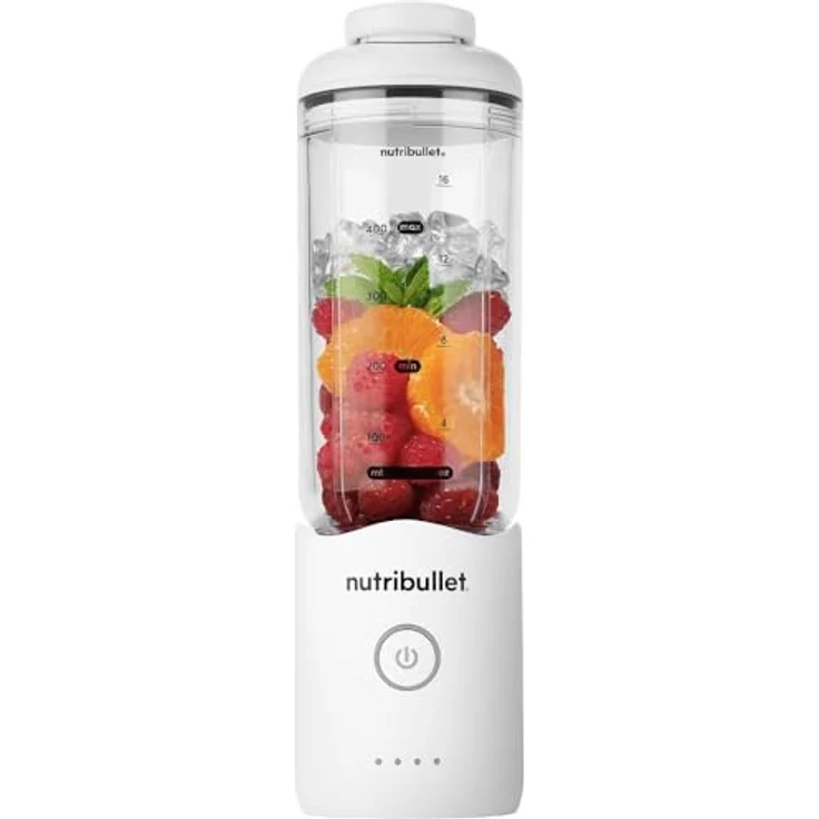 nutribullet Smoothie-Maker NB Flex Portable NBP013W, weiß, 590 ml BPA-freier Becher, klappbarer Deckel mit Trinköffnung, Edelstahlmixklinge – Bild 2