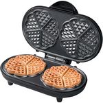 Bestron ADWM1000BL Waffeleisen, Plastic, Schwarz - Dekorativer Waffelautomat für 10 frisch zubereitete Herzwaffeln, mattschwarz