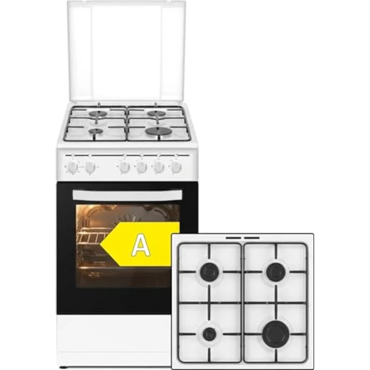 PKM GH4-50 EO AQ, Stand-Gasherd mit 4 Kochzonen, 9050 Watt, 3 Backofenfunktionen, Energieeffizienzklasse A, inkl. Grillrost & Fettpfanne – Bild 3