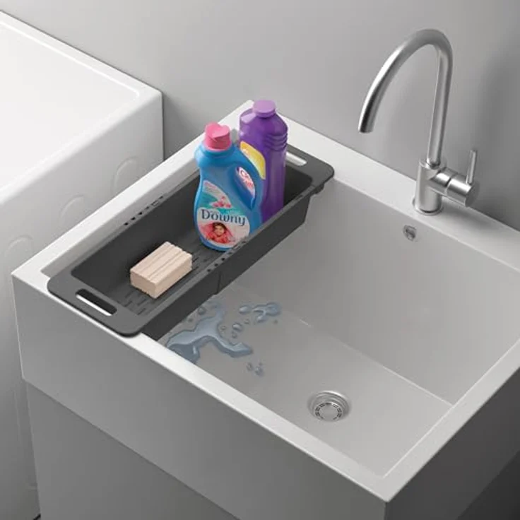 Metaltex Geschirrständer Drain-Flex, ausziehbar 35-52 cm, grau, platzsparend und langlebig – Bild 4