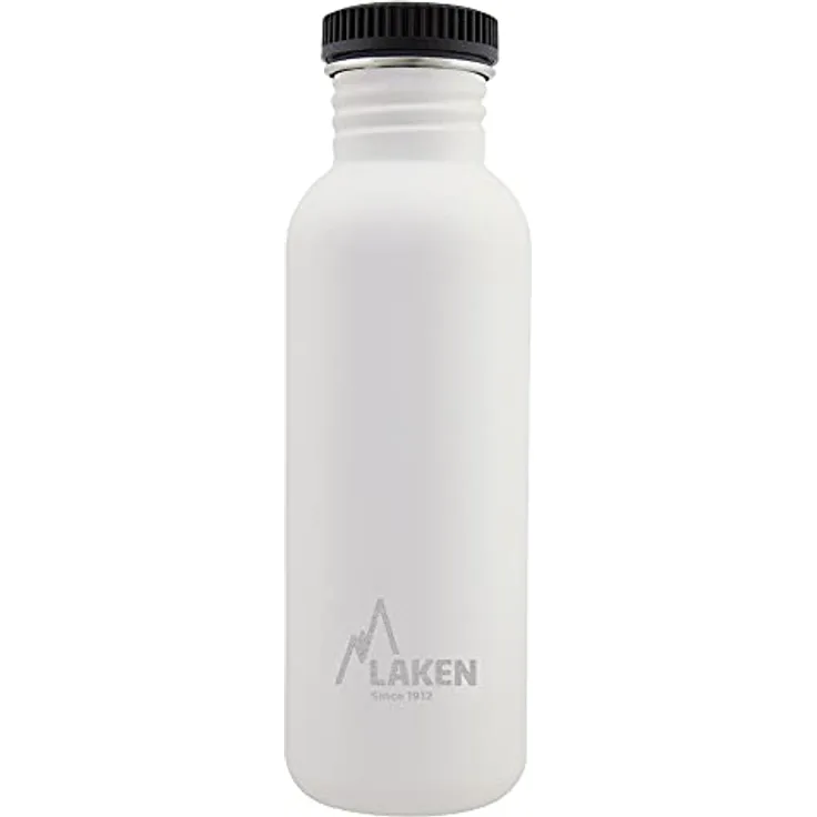Laken Basic Steel flasche, Edelstahlflasche für Kinder und Erwachsene,Standard Mund und Schraubverschluss, 0,75L Weiß
