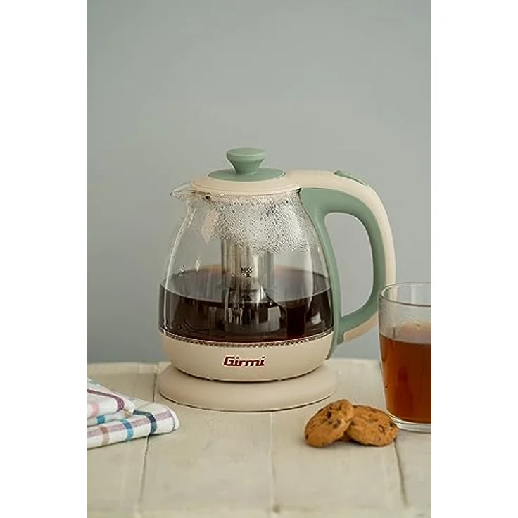 Girmi Wasserkocher + Teekanne BL41 aus Glas, 1100 W, schnurlos, 1 Liter, Wassergrün, BL4105, Teal – Bild 2