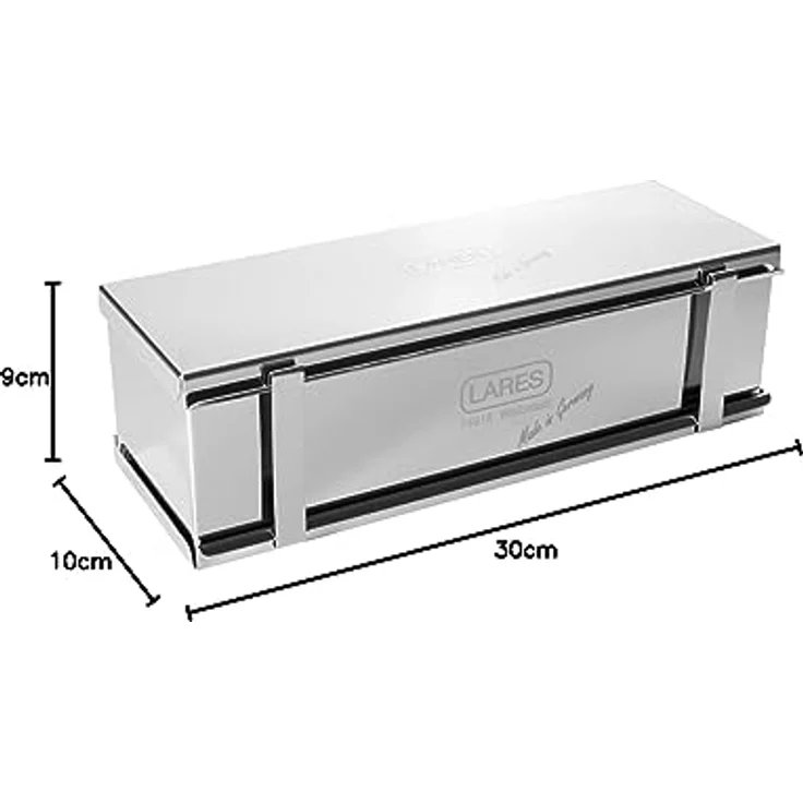 LARES Kastenform 6330, Toastbrotform mit Teiler und zerlegbarem Design, für 1 großes oder 2 kleine Brote, 30x10x9cm, spülmaschinengeeignet, Made in Germany – Bild 3