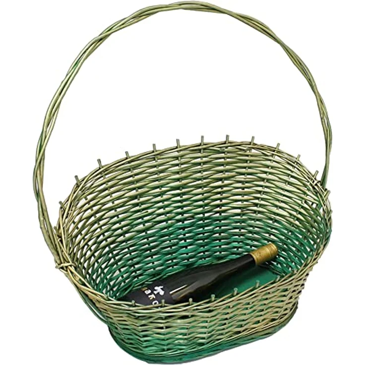 Präsentkorb "grün/gold" aus Weide in 3 Größen, Geschenkkorb leer, Henkelkorb, Weidenkorb, Buffetkorb aus Korbweide, Flechtkorb zum befüllen (groß) – Bild 3