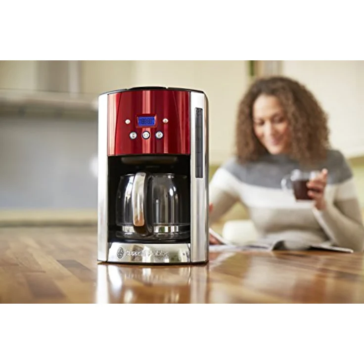 Russell Hobbs Digitale Kaffeemaschine Luna rot, bis 12 Tassen, 1,5l Glaskanne, programmierbarer Timer, Warmhalteplatte, Abschaltautomatik, 1000W, Filterkaffeemaschine 23240-56 – Bild 6