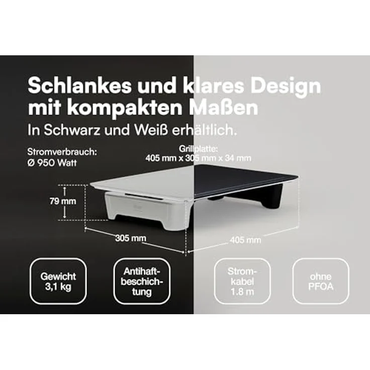 Abien Abien Magic Grill, Elektro Tischgrill mit eingebautem Heizkreislauf, Weiss – Bild 6