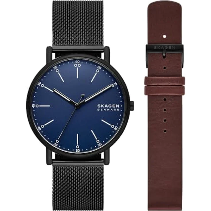 Skagen Herren Analog Quarz Uhr mit Edelstahl Armband SKW6933SET, blau – Bild 1