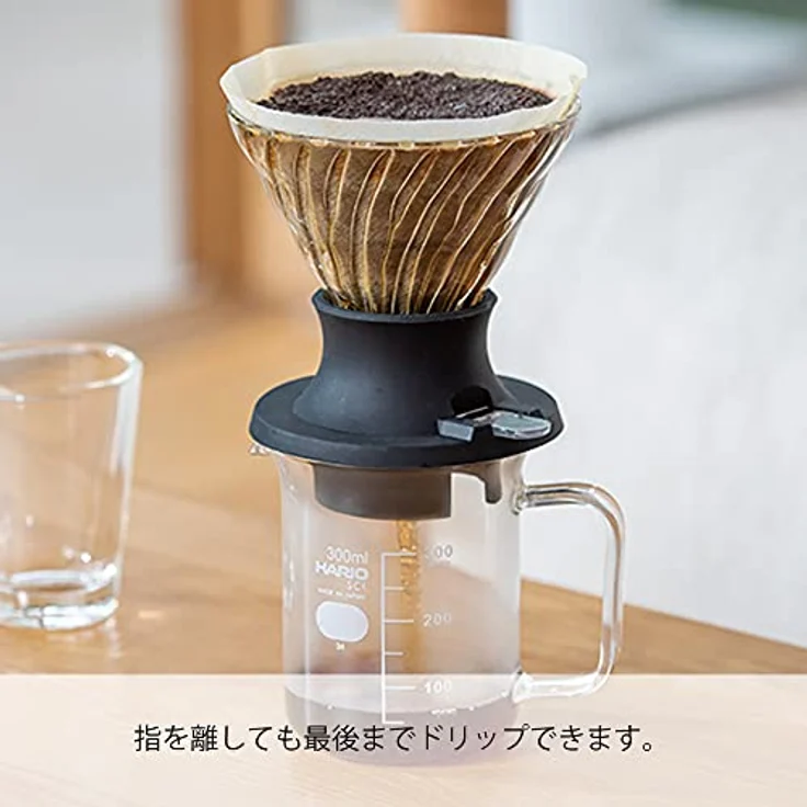 HARIO V60 Tauchtröpfer 03, Hybrid Filterkaffeemaschine mit Edelstahl-Kugelhahn, klar und farblos – Bild 4