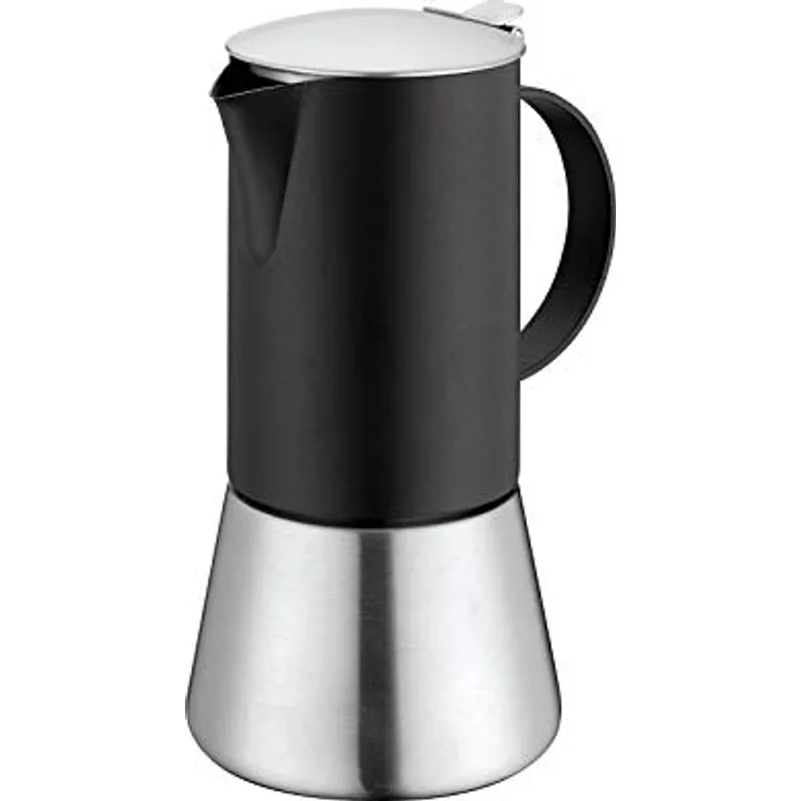 Cilio AIDA Espressokocher 4 Tassen | Edelstahl poliert und matt schwarz | für alle Herdarten, auch Induktion geeignet | Ø 9cm, H:17,5cm | italienische Kaffeemaschine | Cafetera