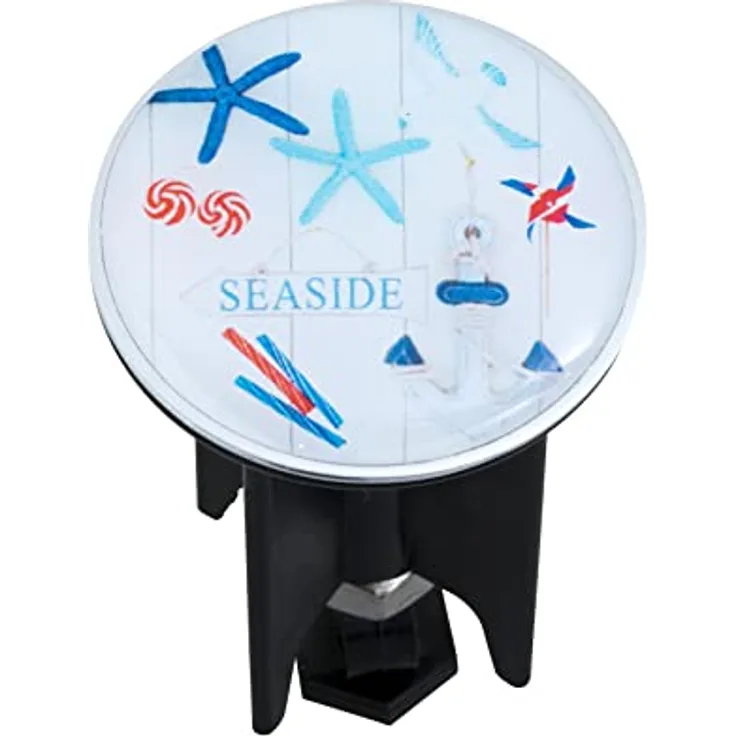 WENKO Waschbeckenstöpsel Pluggy® Seaside - Abfluss-Stopfen, für alle handelsüblichen Abflüsse, Kunststoff, 3.9 x 6.5 x 3.9 cm, Mehrfarbig