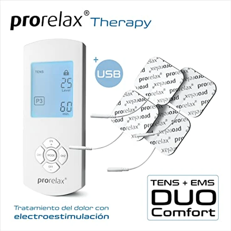 prorelax TENS/EMS Duo Comfort | Elektrostimulationsgerät | 2 Therapien mit einem Gerät | Natürliche Therapie gegen chronische Schmerzen und zum Muskelaufbau | Mit großem, beleuchteten Display – Bild 2