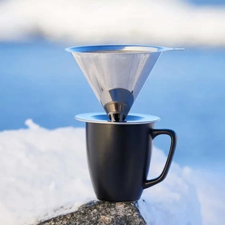 pandoo Kaffeebereiter Edelstahlfilter 1x4, wiederverwendbar für nachhaltigen Kaffeegenuss, 12,5 cm x 12,5 cm x 14 cm, 105 g – Bild 4