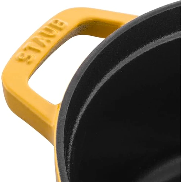 STAUB Gusseisen Bräter/Cocotte, Rund 24 cm, 3,7 L, Aromaregen Funktion, für alle Herdarten inkl. Induktion und Backofen, Citron – Bild 3